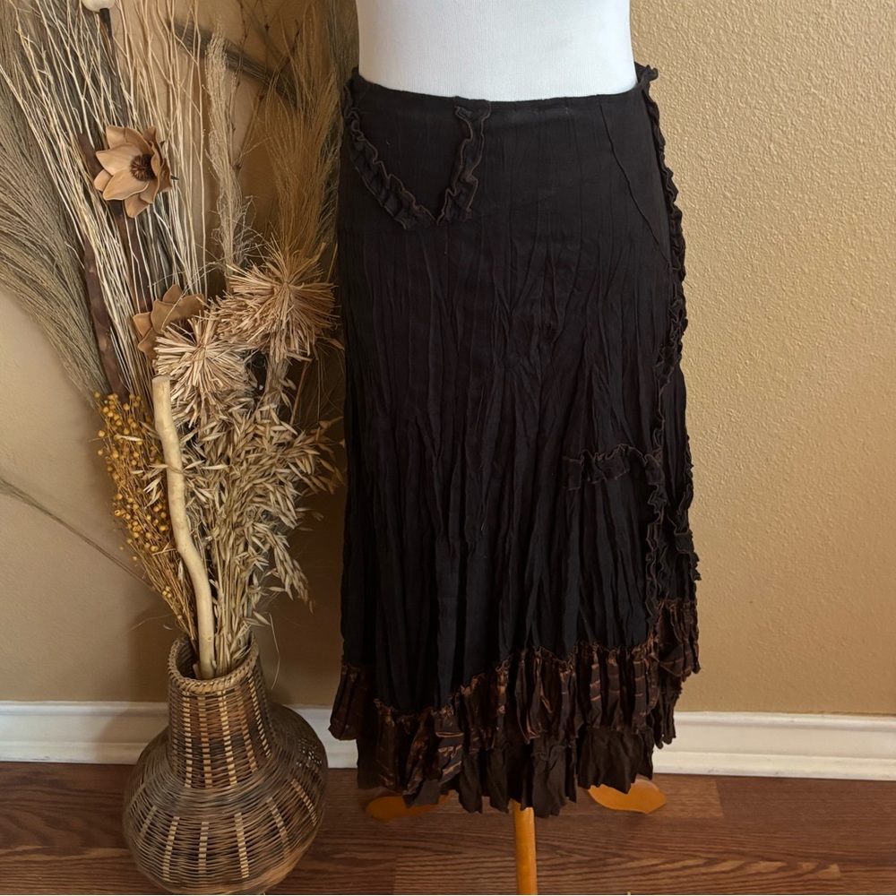 NWOT Southwestern Boho Style Asymmetrical Ruffle Long Skirt